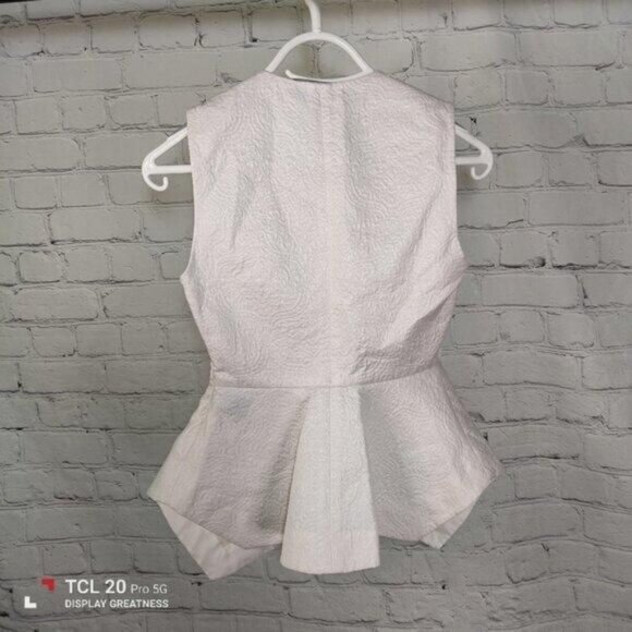 Elizabeth and James Jacquard Metallic Peplum Blouse XS Textured Top - Picture 3 of 8